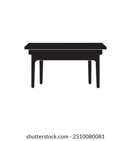 Office table furniture icon. Desk table silhouette logo. Table couch ottoman armchair sofa with cushions home apartment. Vector isolated on white background. 