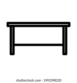 Office Table Icon. Feines Rahmendesign mit bearbeitbarer Hubbreite. Vektorgrafik.
