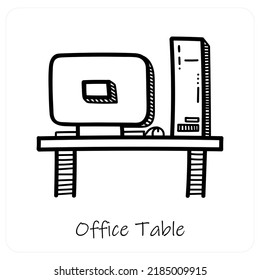 Office Table And Table Icon Concept