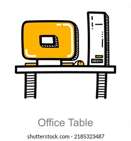 Office Table And Table Icon Concept