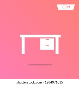 Office table icon, office desk icon isolated on on white background.