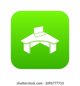Office table icon green vector isolated on white background