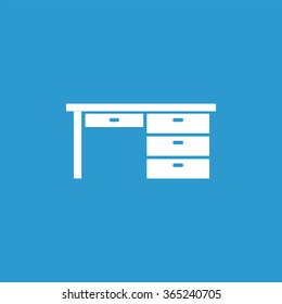 office table icon, on blue background