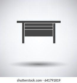 Office table icon on gray background with round shadow. Vector illustration.