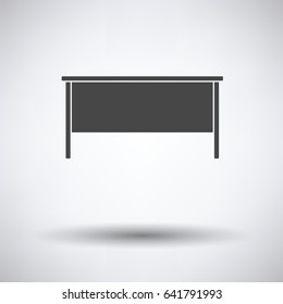 Office table icon on gray background, round shadow. Vector illustration.