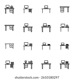 Office Table icons set vector illustration