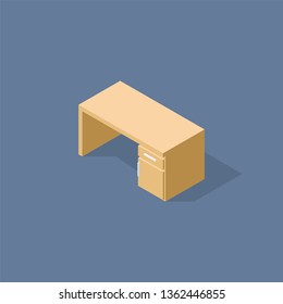 Office Table Isometric Flat Design Vector