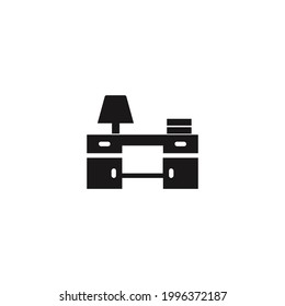 office table with lamp cartoon vector on a white background