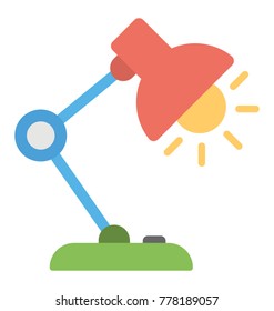 
Office table lamp icon, desk lamp flat vector 
