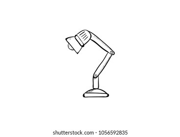 Office table lamp icon doodle vector 
