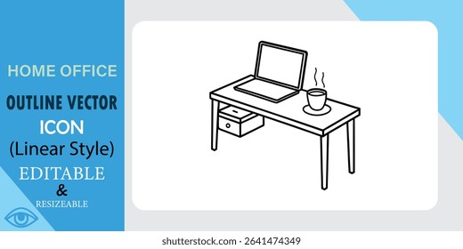 Office table with laptop and coffee cup illustration design