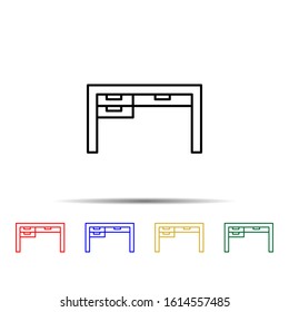 office table multi color style icon. Simple thin line, outline vector of web icons for ui and ux, website or mobile application