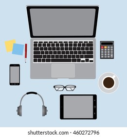 Office table top view, Business Concept Vector 10