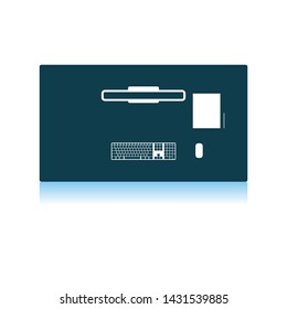 Icono de vista superior de tabla de Office. Diseño de reflexión de sombra. Ilustración vectorial.