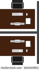 Icono de vista superior de tabla de Office. Diseño de color plano. Ilustración vectorial.