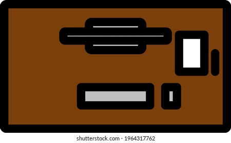 Office table top view icon. Editable Bold Outline With Color Fill Design. Vector Illustration.