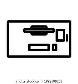 Icono de vista superior de tabla de Office. Diseño de contorno negrita con ancho de trazo editable. Ilustración vectorial.