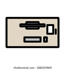 Office Table Top View Icon. Editable Bold Outline With Color Fill Design. Vector Illustration.