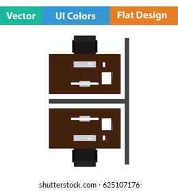 Office table top view icon. Flat design. Vector illustration.