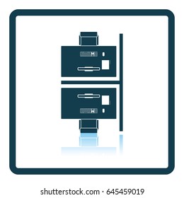 Office table top view icon. Shadow reflection design. Vector illustration.