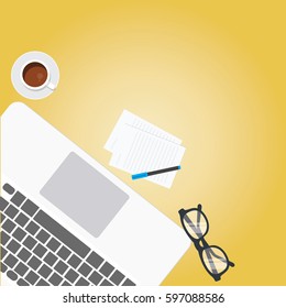 office table work space with laptop