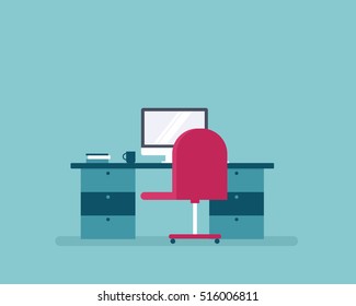 Office table. Workplace. Back view vector image