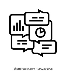 tareas de oficina que discuten el vector de icono de línea. tareas de oficina discutiendo el signo. símbolo de contorno aislado ilustración negra