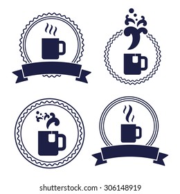 office tea coffee cup label set vector illustration
