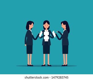 Office team consulting. Vector illustration communication business concept, Happy flat cartoon character design.