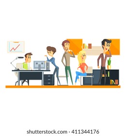 Office Team On Coffee Break Flat Vector Graphic Geometric Style Illustration On White Background