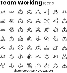 conjunto de iconos de trabajo del equipo de Office