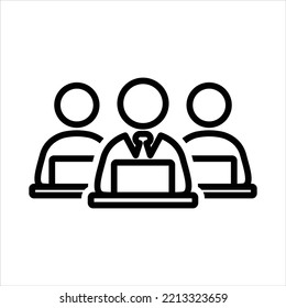 Icono de línea de trabajo en equipo de Office ilustración vectorial