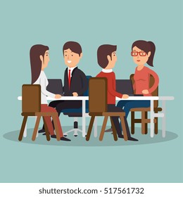 office teamwork meeting business characters graphic