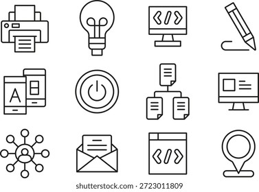 Office Technology Icons Set for designer.