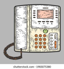 Office Telephone. Business Phone. Sketch scratch board imitation color.