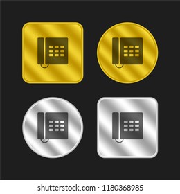 Office Telephone gold and silver metallic coin logo icon design