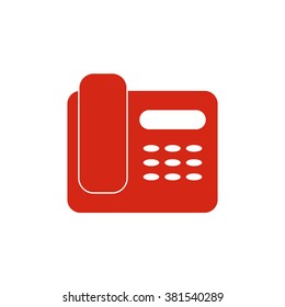 Office telephone. Vector icon red

