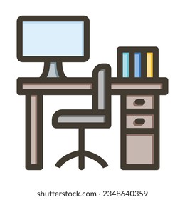 Office Thick Line Filled Colors For Personal And Commercial Use.

