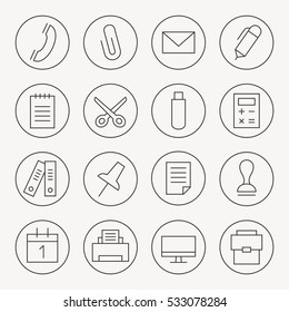 Office thin line icon set