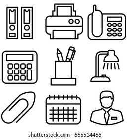office thin line icon set