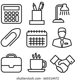office thin line icon set
