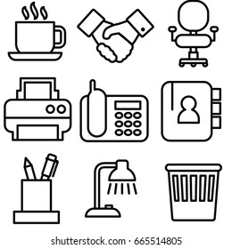 office thin line icon set