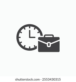 Office time black solid vecor icon