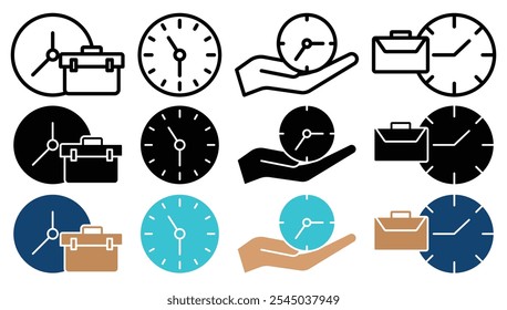 Office time icon in black and colored versions.