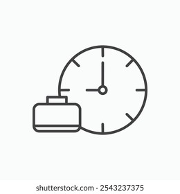 Office time icon in black outlined and solid.