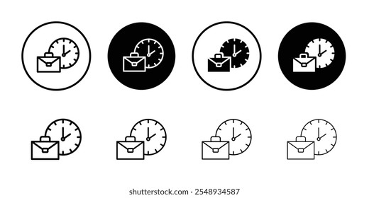 Office time icon Black and white outline vector