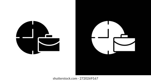 Icono de tiempo de oficina. Icono de diseño plano simple en blanco y negro