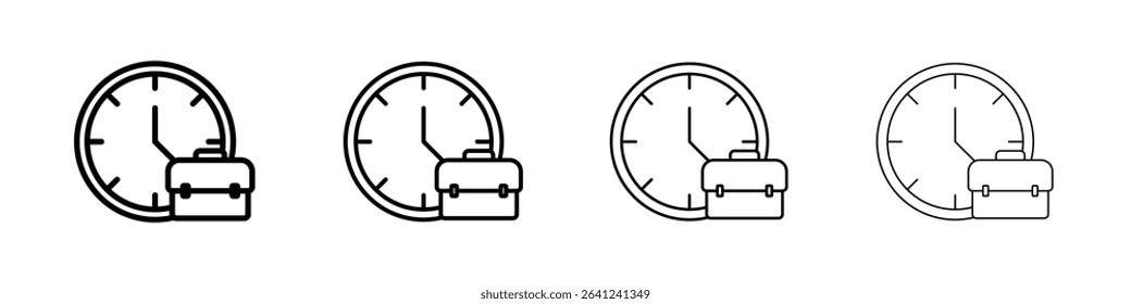 Office time icon Outline sign symbol set