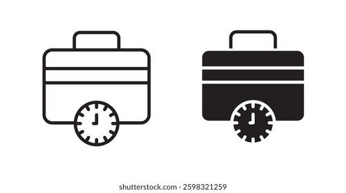 Office time icon outlined icon vector collection.