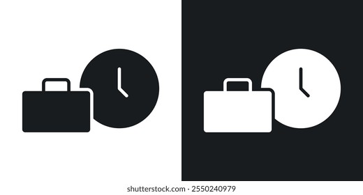 Office time icon pack in black color.